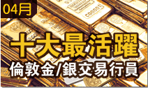 天譽國際榮獲金銀業貿易場4月份十大最活躍倫敦金/銀交易行員